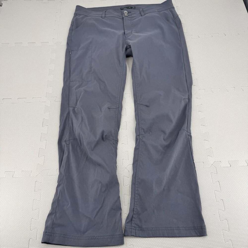 PrAna Halle II Pants Women's Size 14 Gray Flared Stretch Nylon Hiker Zip Pockets